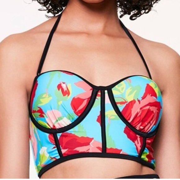 Betsey Johnson Floral Strapless Bustier Top